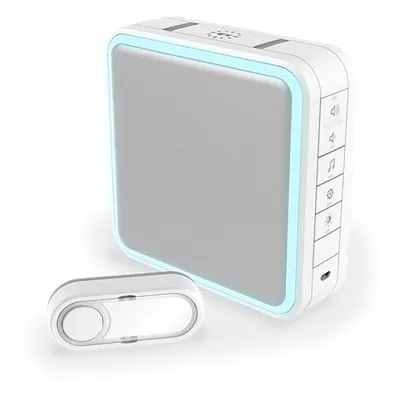 DC915S Wireless portable doorbell with push button, White