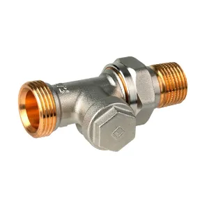 V2427D0015 Verafix-E lockshield, preset/drain., straight, 1/2 in, external