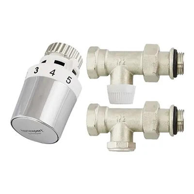 TRV15AH7LEE Angled radiator set with a return valve, chrome-plated head