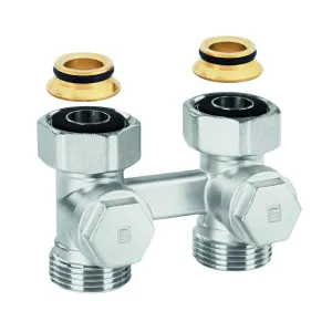 V2471DX20A Radiator connection valve, straight, 1.25 Kvs, Flat sealing
